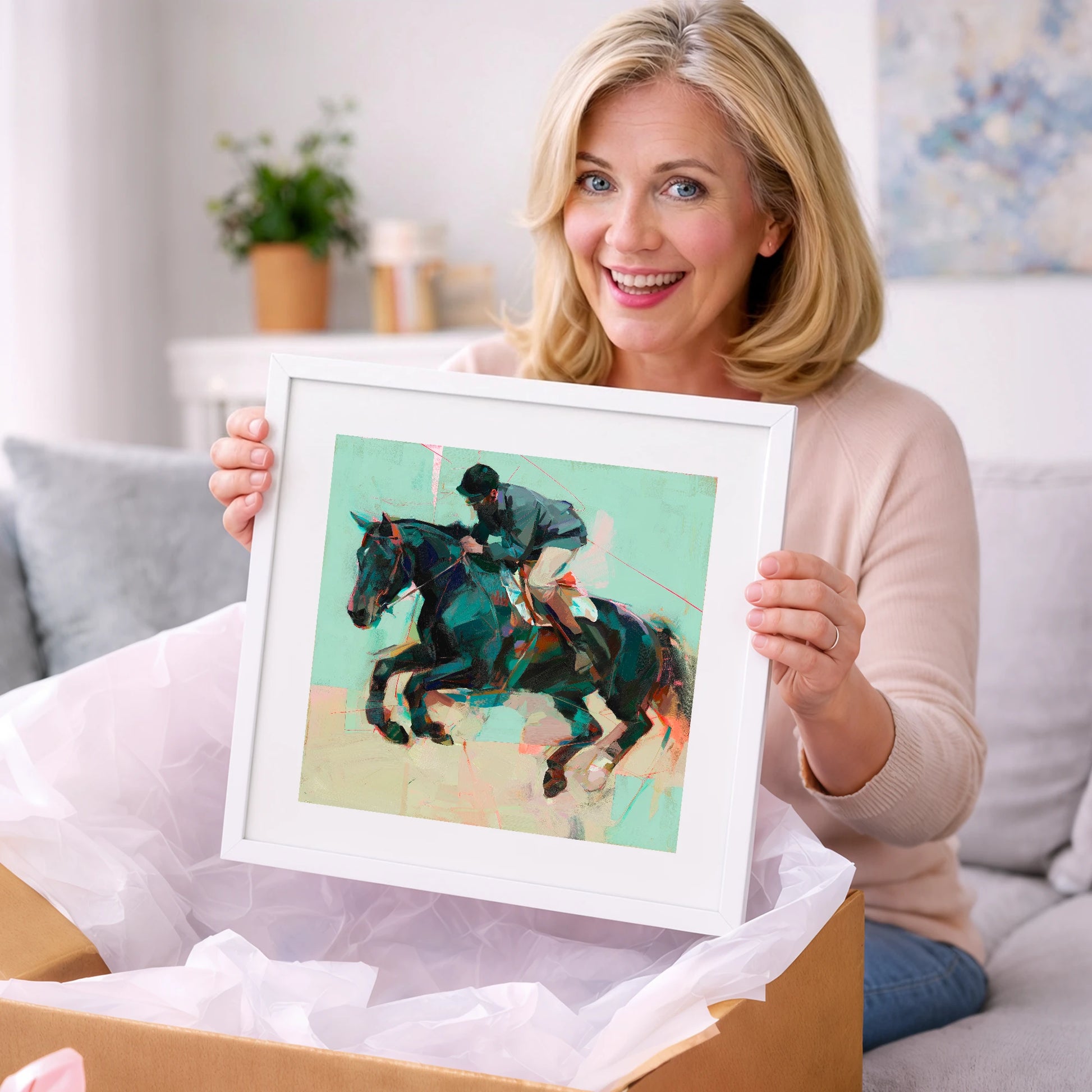 Modern Showjumper - show jumping horse art gift idea for horse lovers