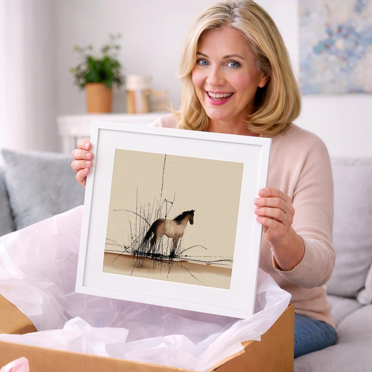 Sentinel of the Reeds - wild horses art gift idea for horse lovers
