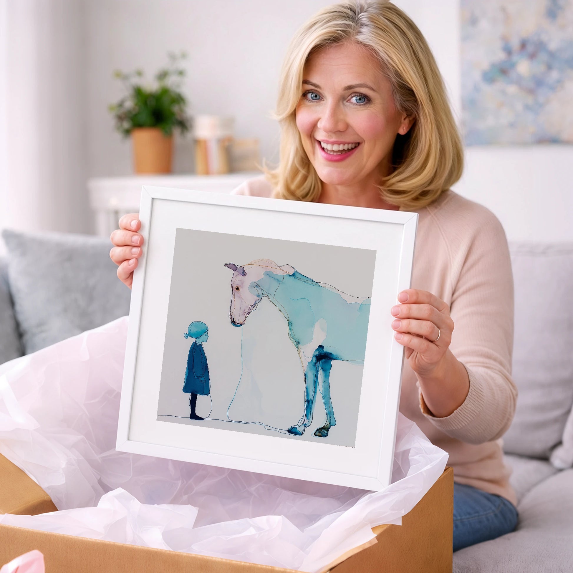 A Quiet Connection - horse & rider art gift idea for horse lovers