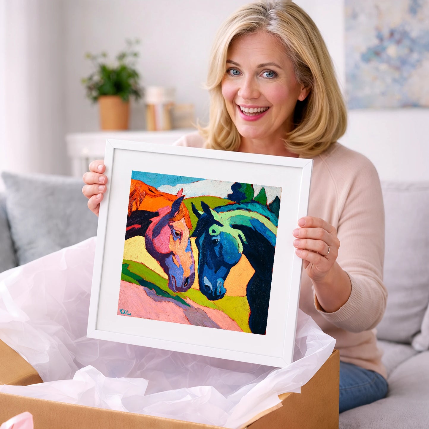 Vibrant Equine Connection - horse portrait art gift idea for horse lovers