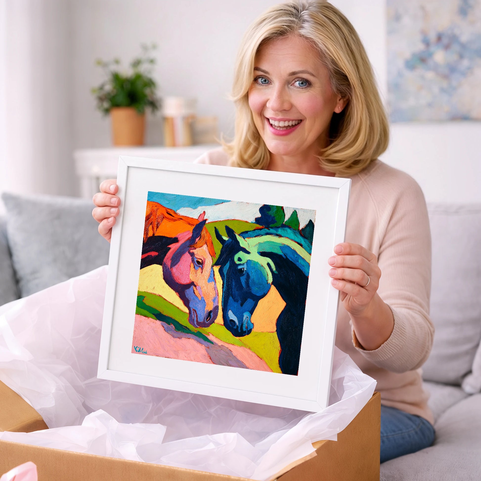Vibrant Equine Connection - horse portrait art gift idea for horse lovers