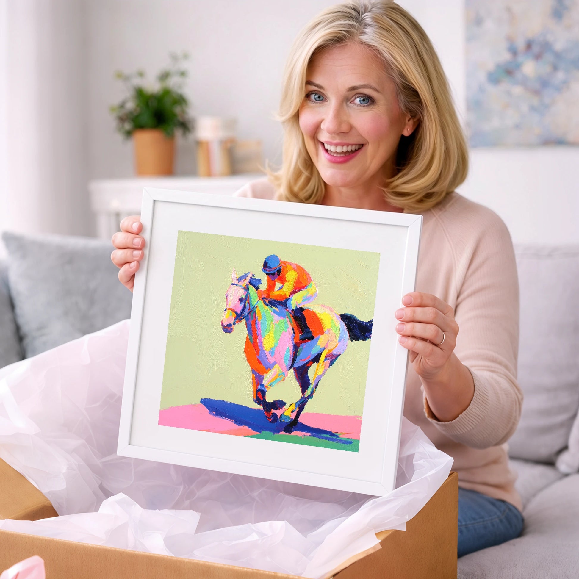 Technicolour Sprint - racing horse art gift idea for horse lovers