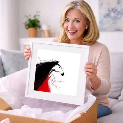 Crimson Spirit Silhouette - horse portrait art gift idea for horse lovers