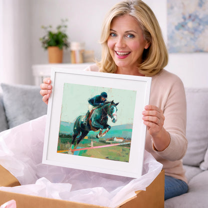 Midnight Flight - show jumping horse art gift idea for horse lovers