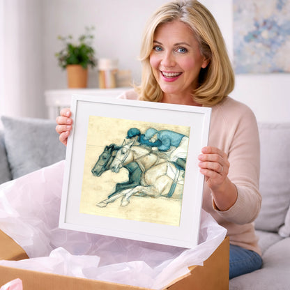 Neck and Neck - racing horse art gift idea for horse lovers