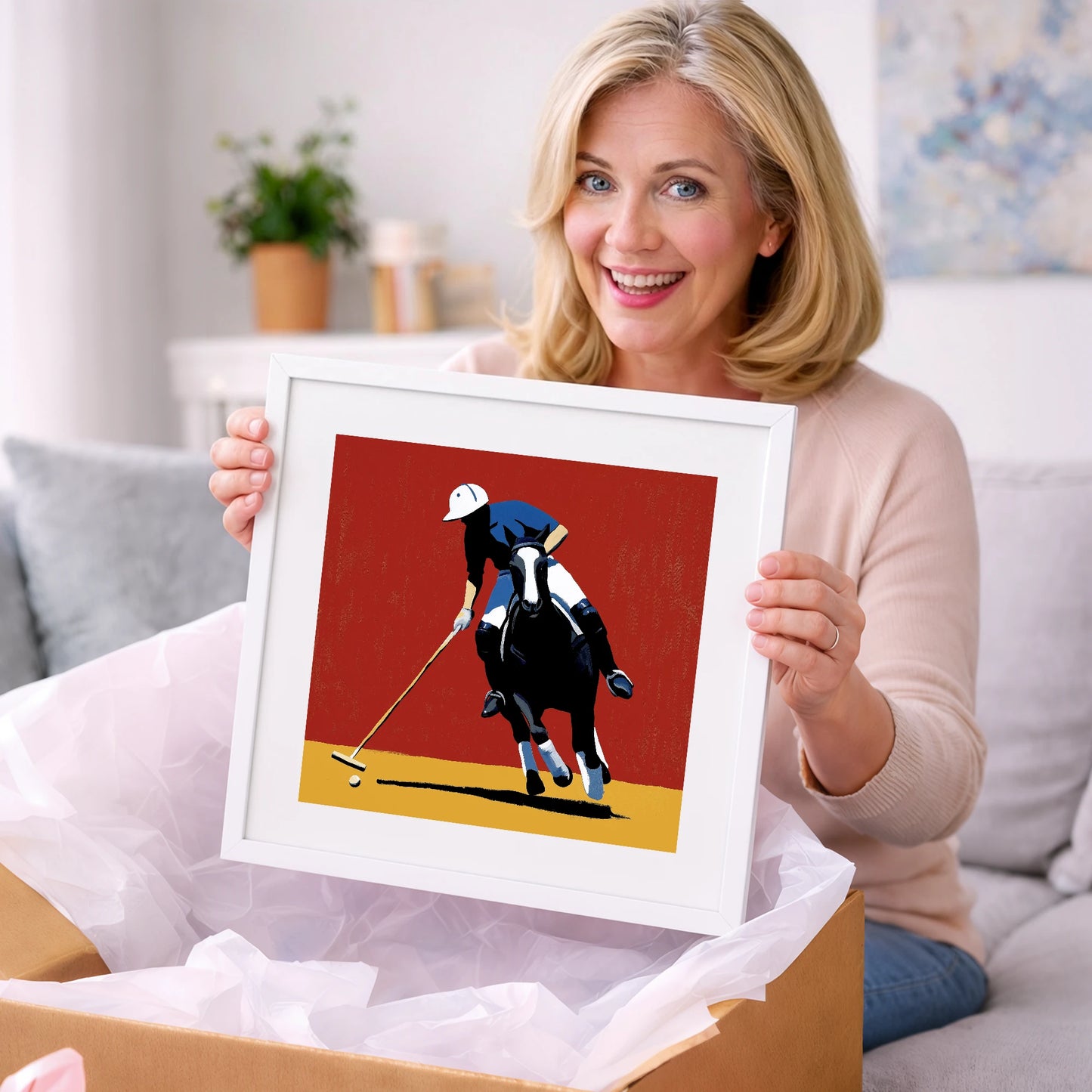 The Scarlet Pursuit - polo horse art gift idea for horse lovers