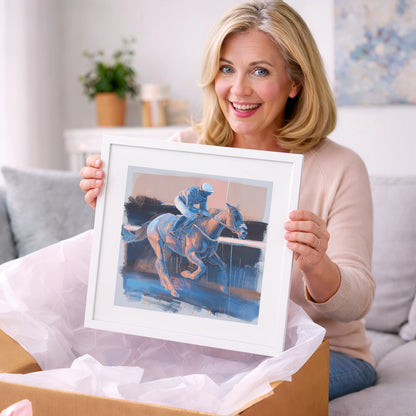 Cobalt Stride - racing horse art gift idea for horse lovers