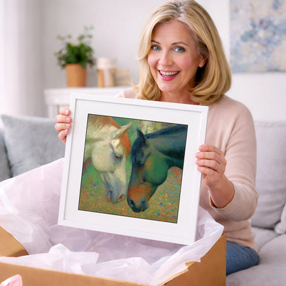 Dappled Companions - horse portrait art gift idea for horse lovers