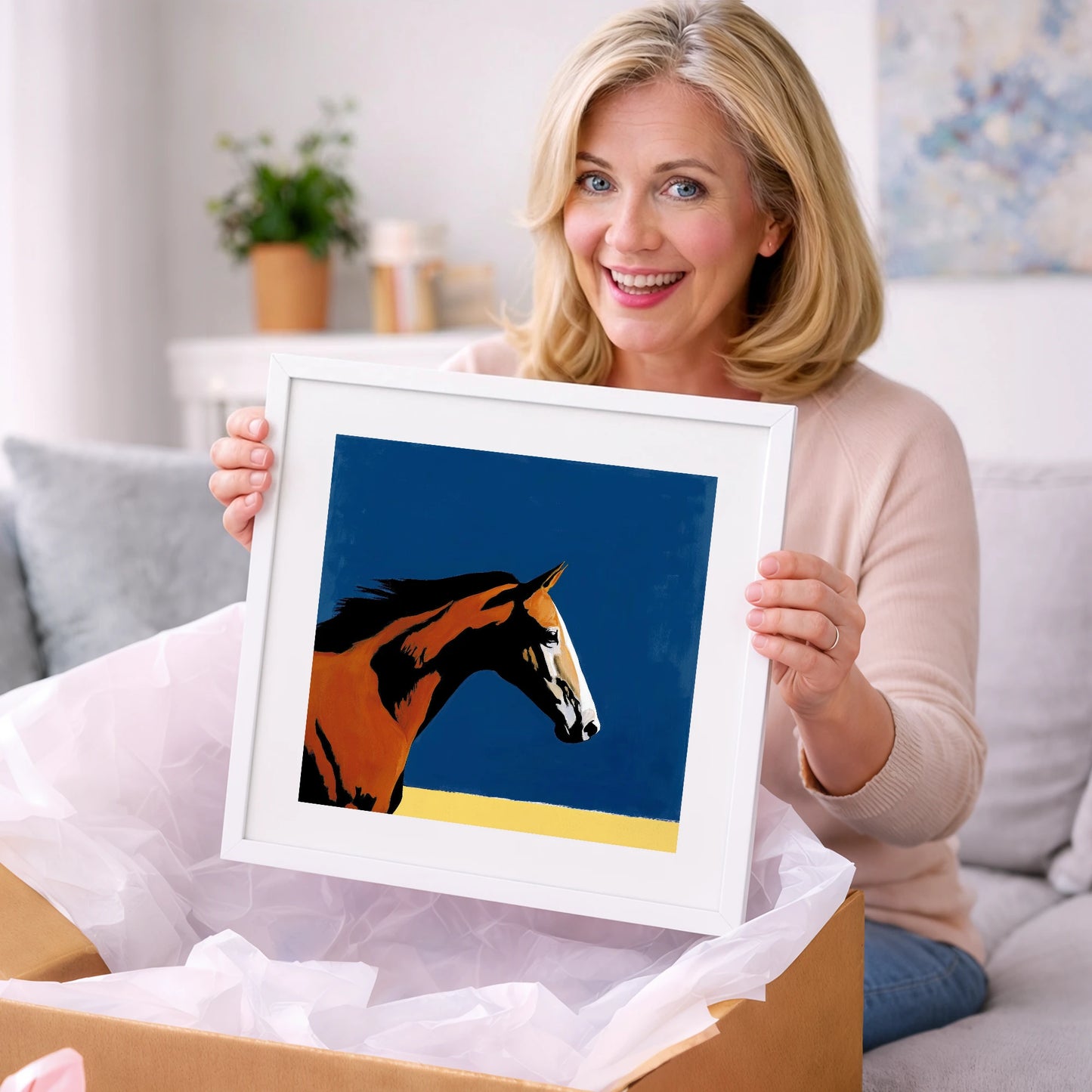 Vibrant Bay Gallop - racing horse art gift idea for horse lovers