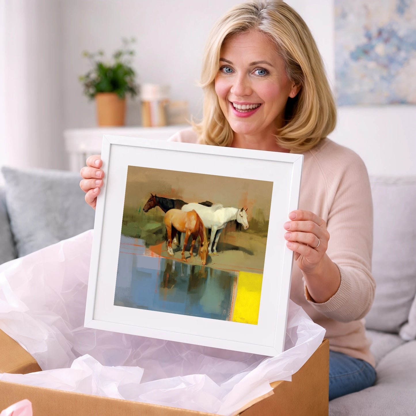 Vibrant Equine Reflections - wild horses art gift idea for horse lovers