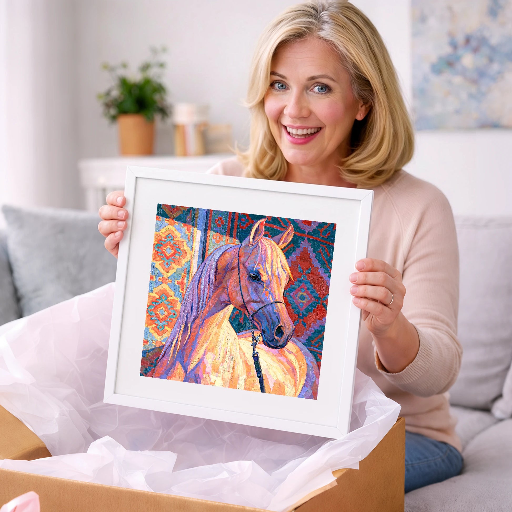 Colourful Arabian Horse Portrait - horse breed art gift idea for horse lovers