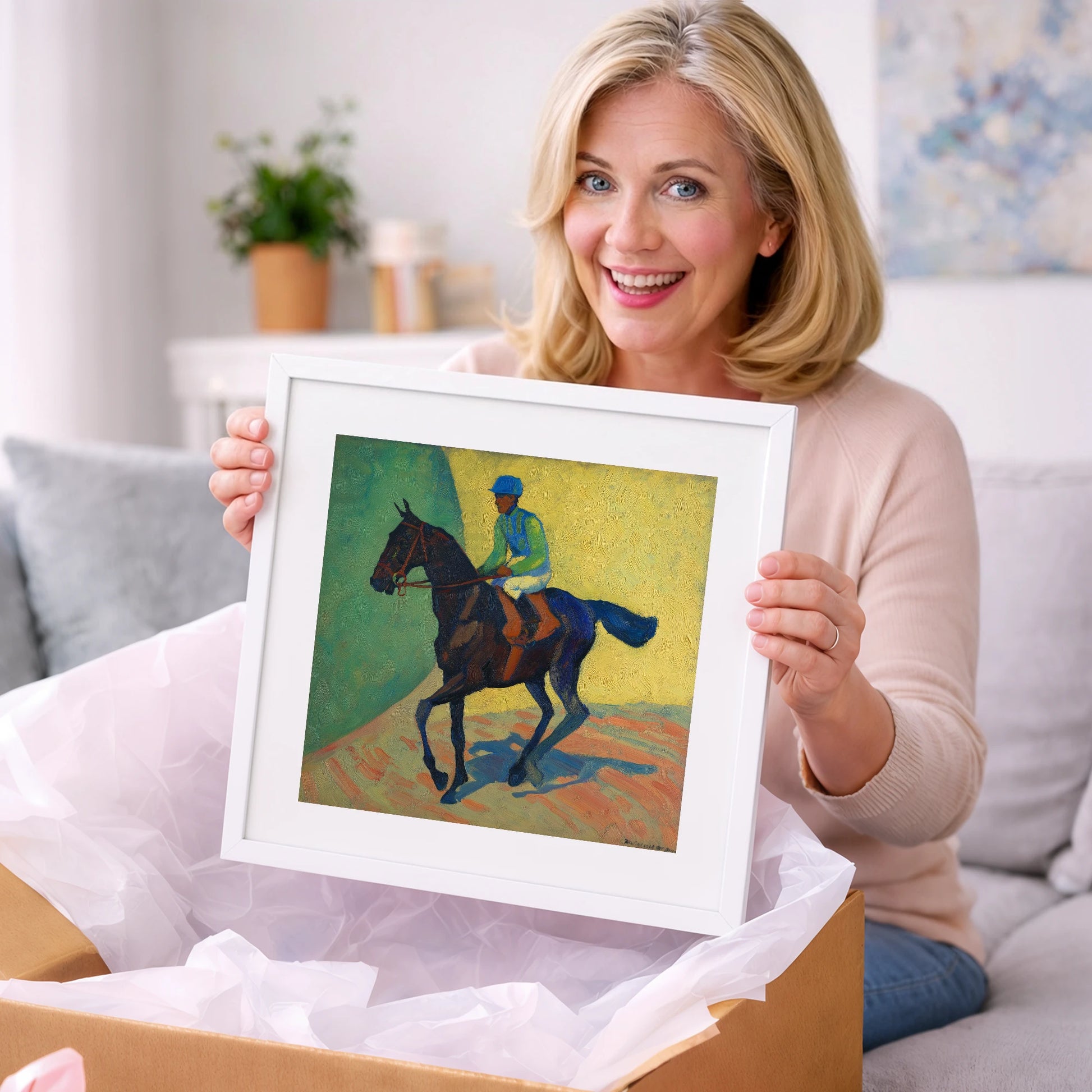 Vibrant Walk to Post - racing horse art gift idea for horse lovers
