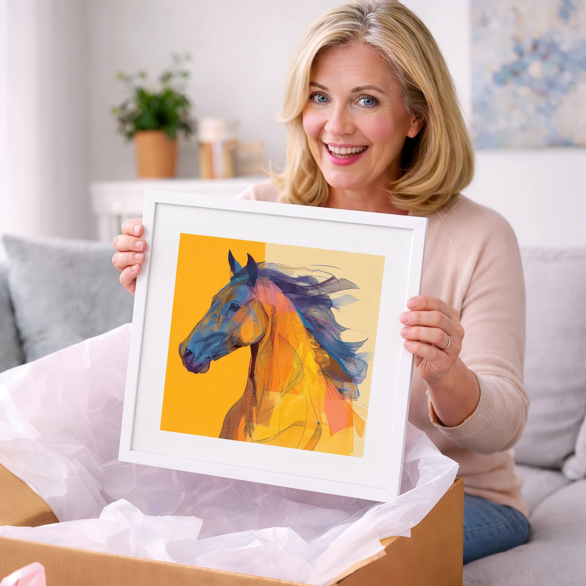 Vibrant Cobalt Equine - horse breed art gift idea for horse lovers