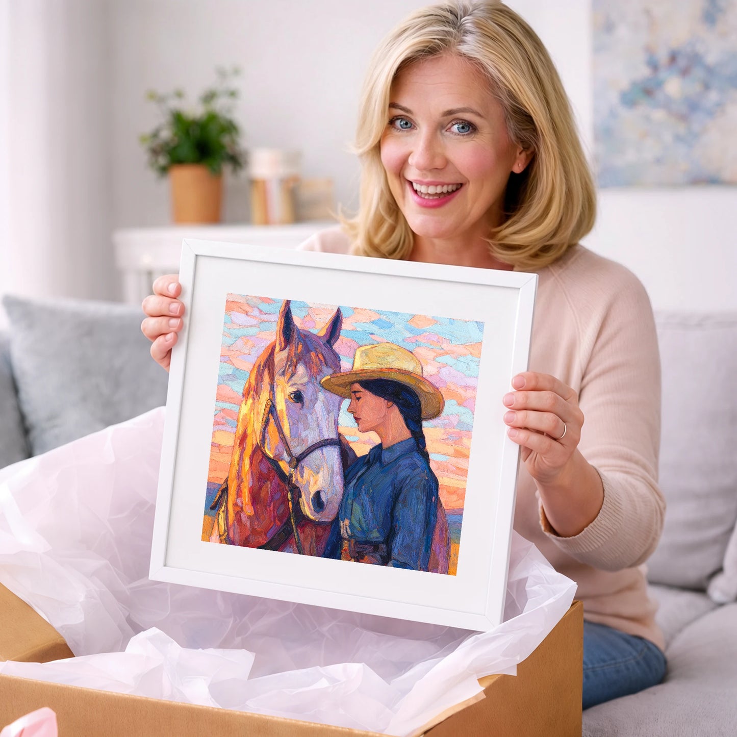 The Sundown Bond - horse & rider art gift idea for horse lovers