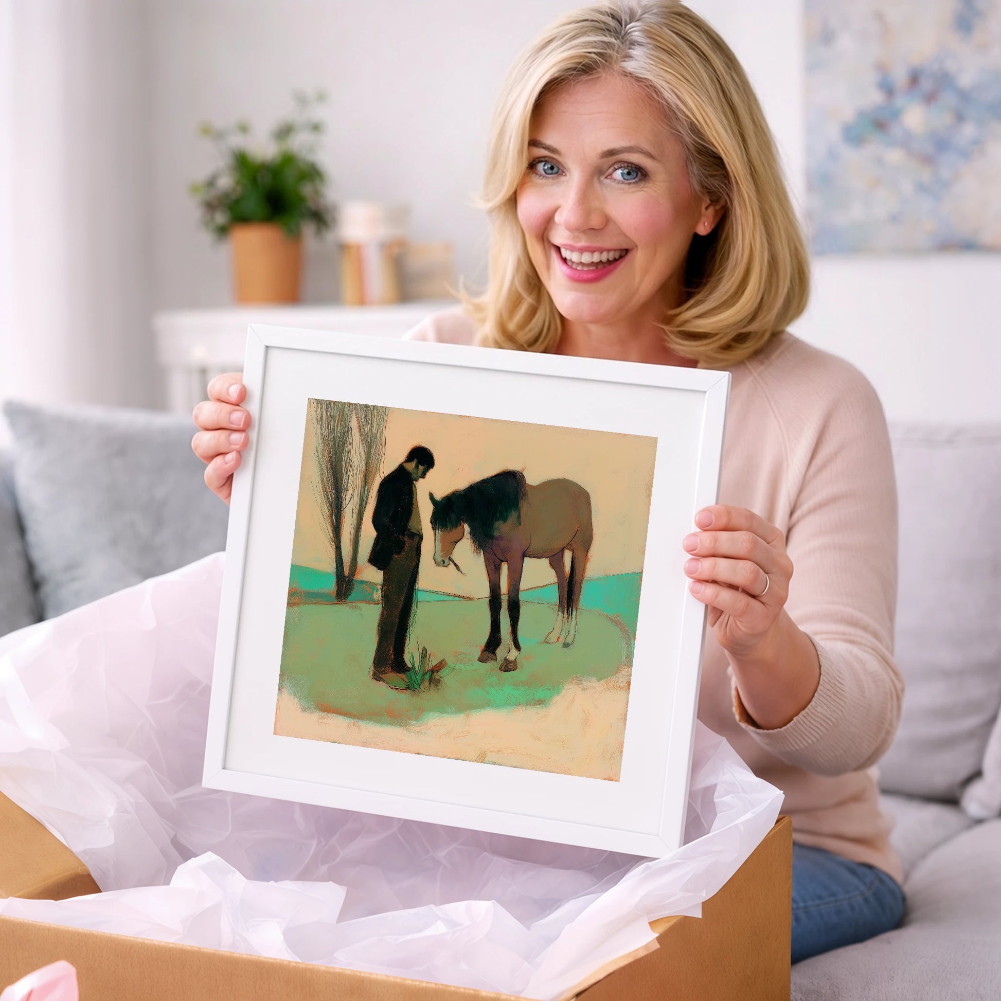 The Quiet Bond - horse & rider art gift idea for horse lovers