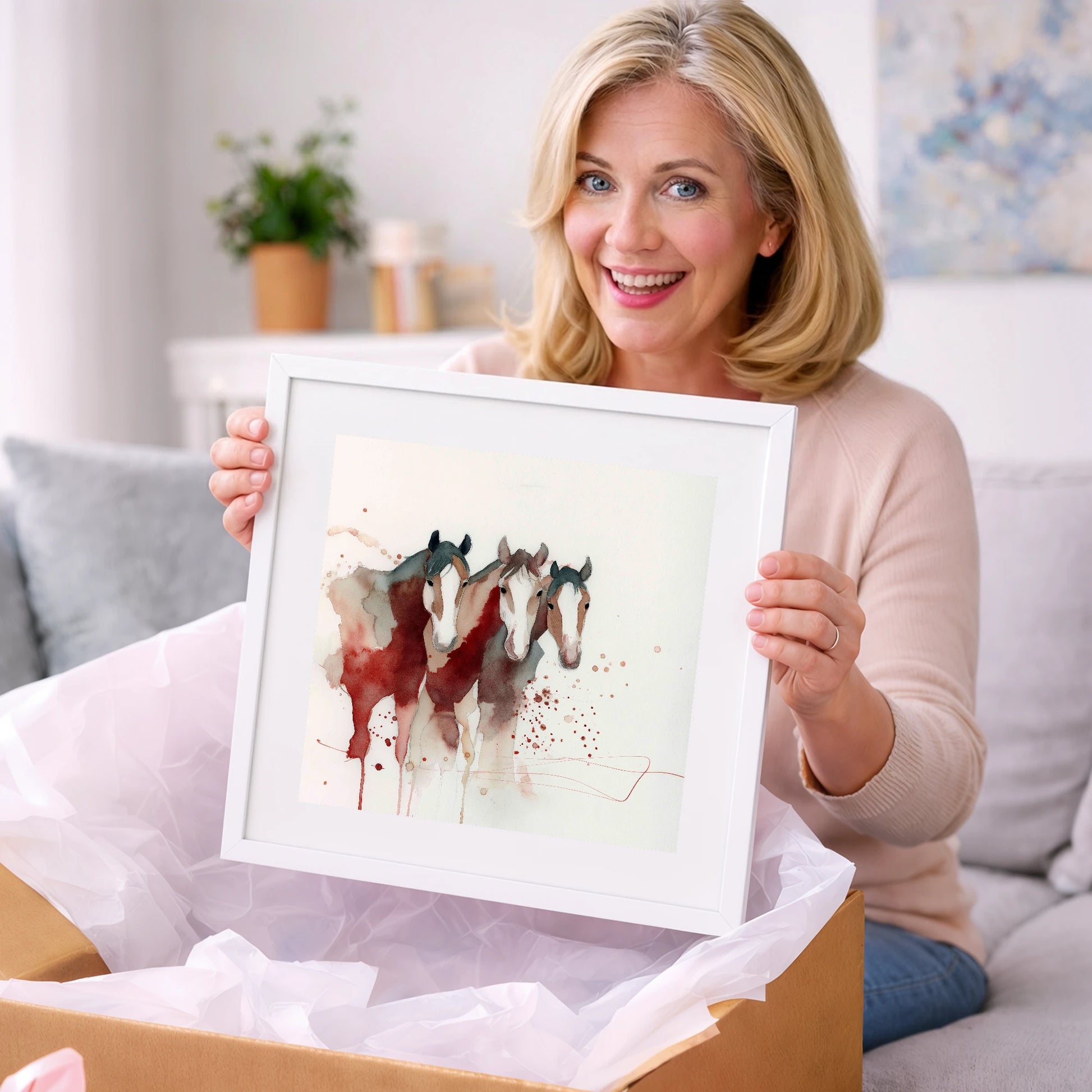 Crimson Companions - wild horses art gift idea for horse lovers