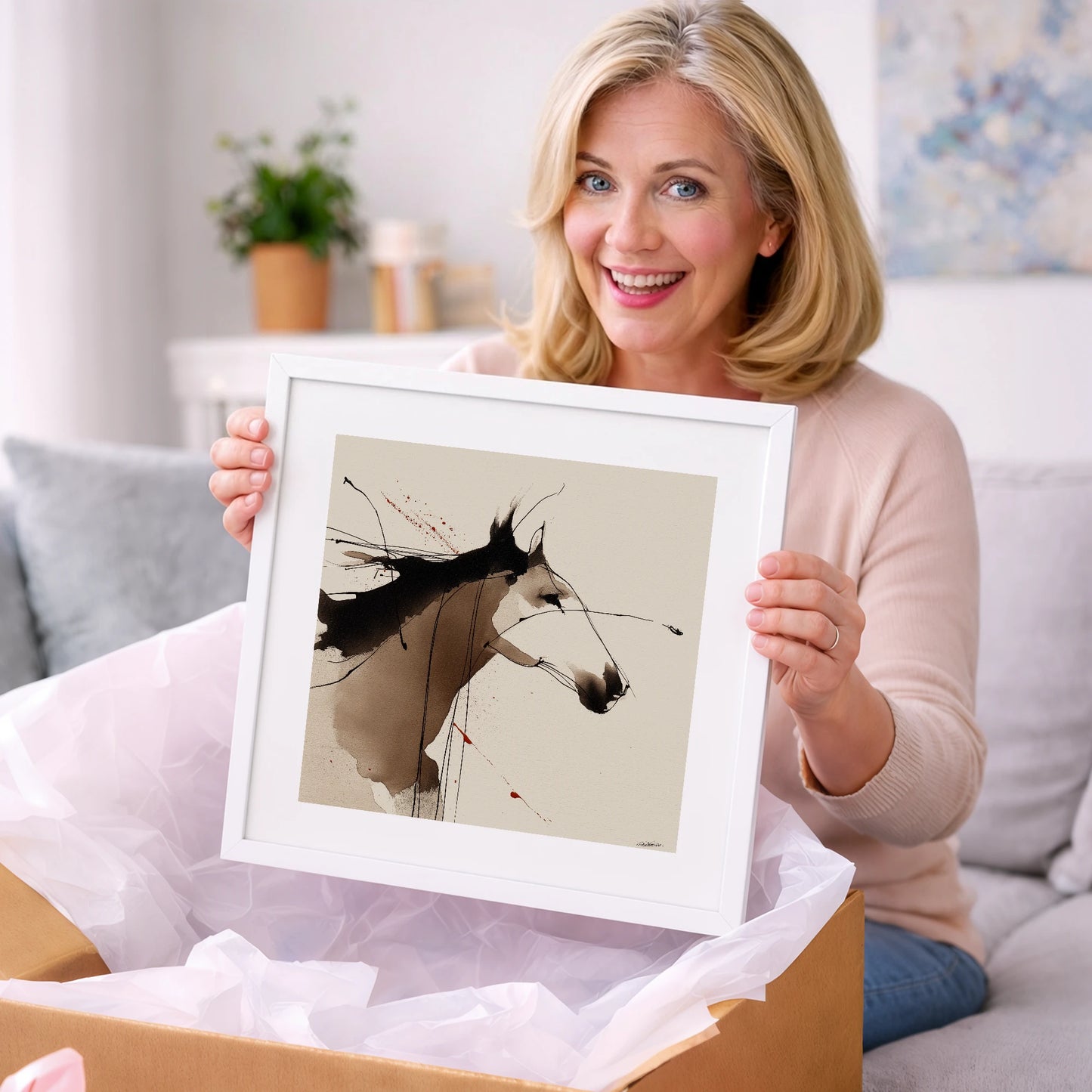 Expressive Ink Profile - horse portrait art gift idea for horse lovers