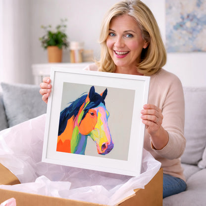 Technicolour Equine Profile - horse portrait art gift idea for horse lovers