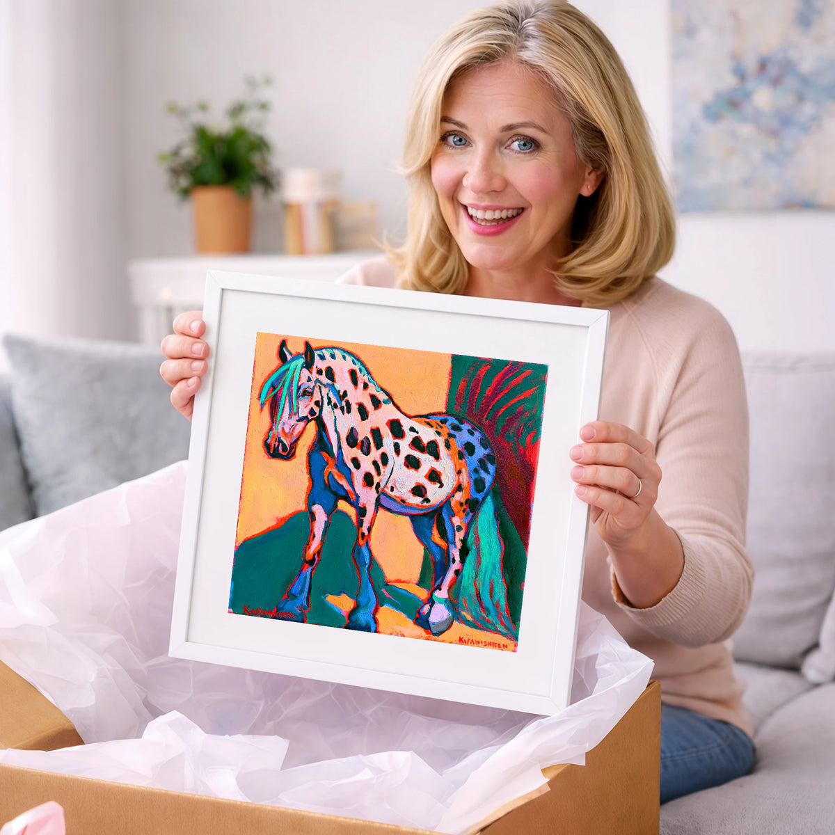 Colourful Spotted Knabstrupper Horse - horse breed art gift idea for horse lovers