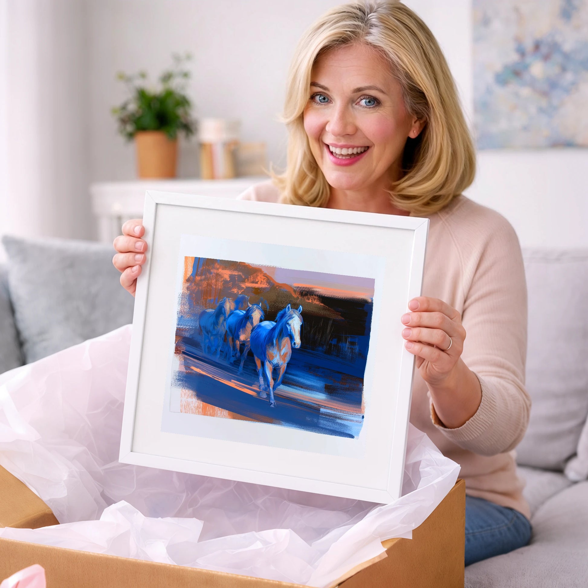 Cobalt Dawn Herd - wild horses art gift idea for horse lovers