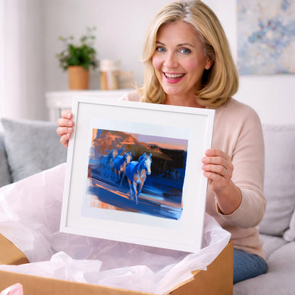 Cobalt Dawn Herd - wild horses art gift idea for horse lovers