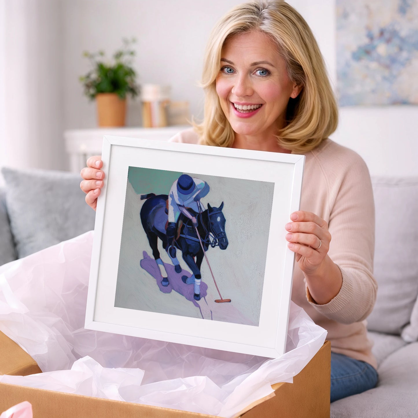 The Indigo Swing - polo horse art gift idea for horse lovers