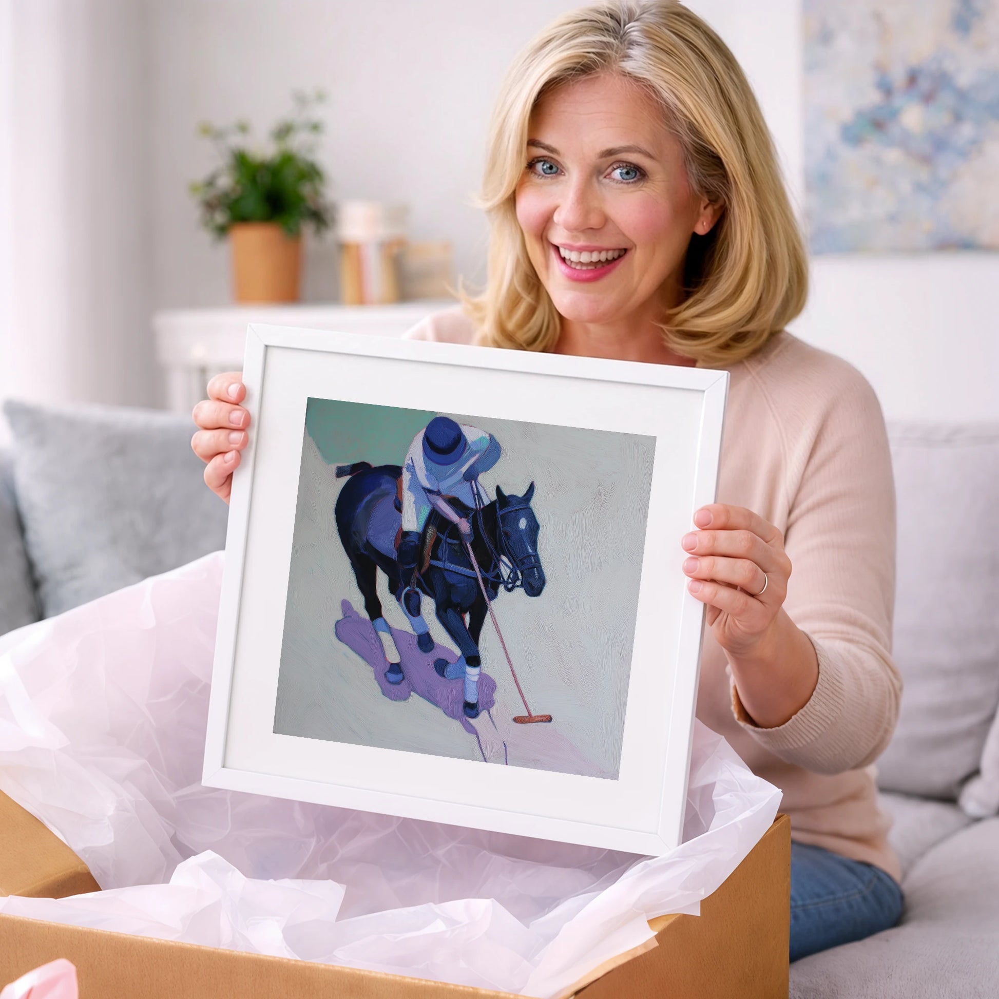 The Indigo Swing - polo horse art gift idea for horse lovers