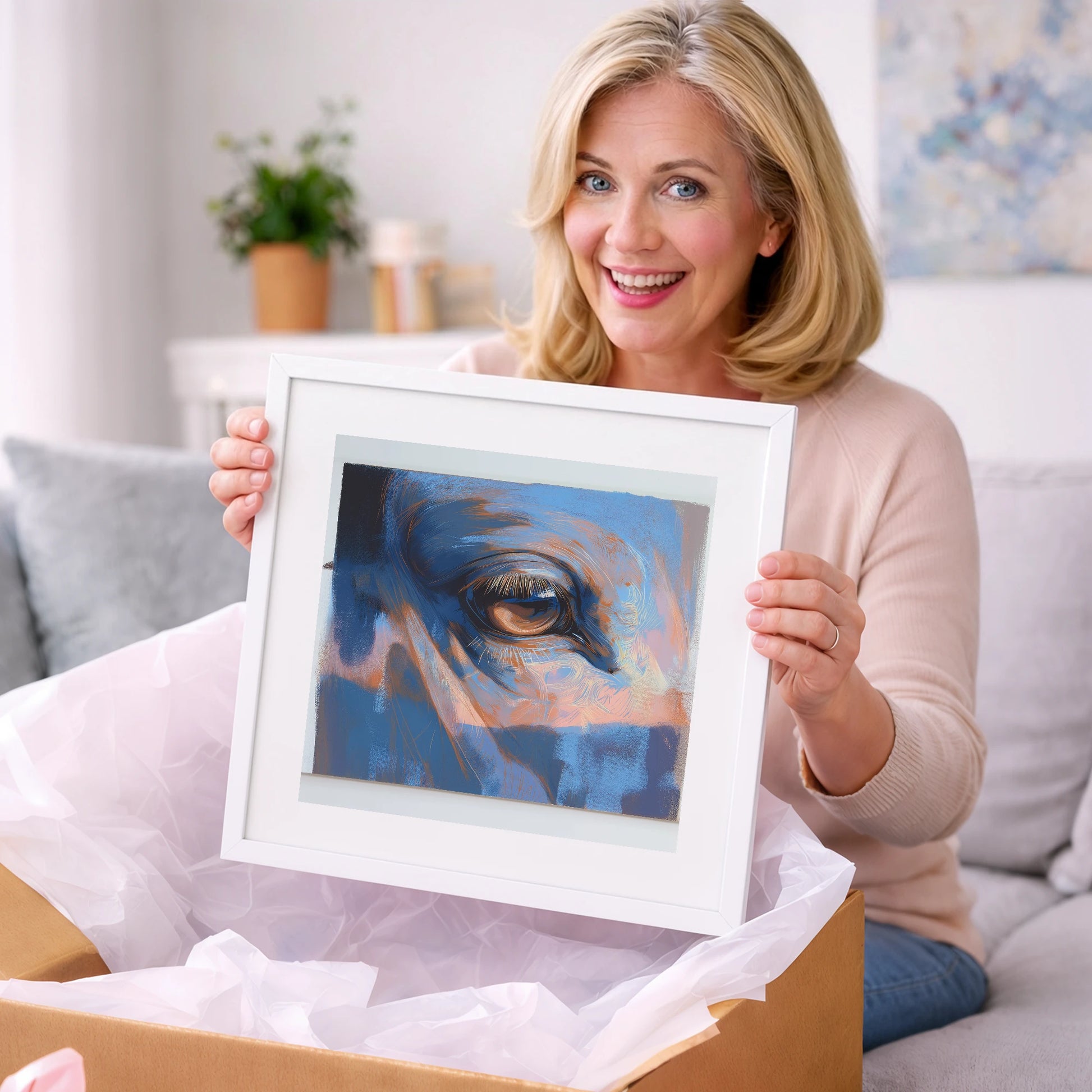 Soulful Azure Gaze - horse portrait art gift idea for horse lovers