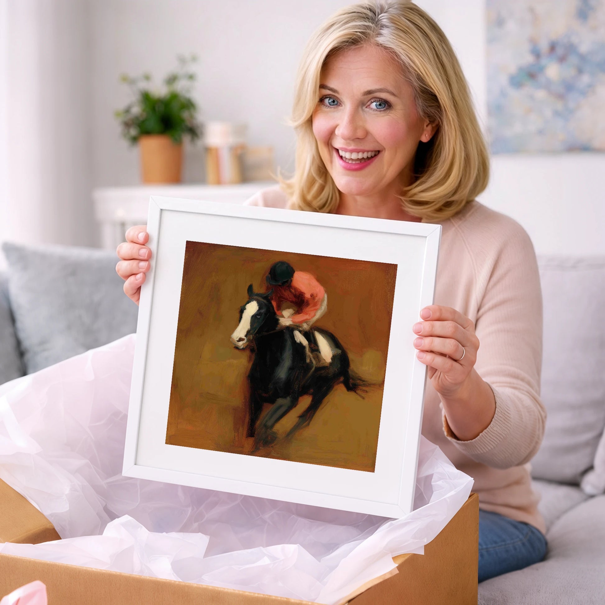 Terracotta Thunder - racing horse art gift idea for horse lovers