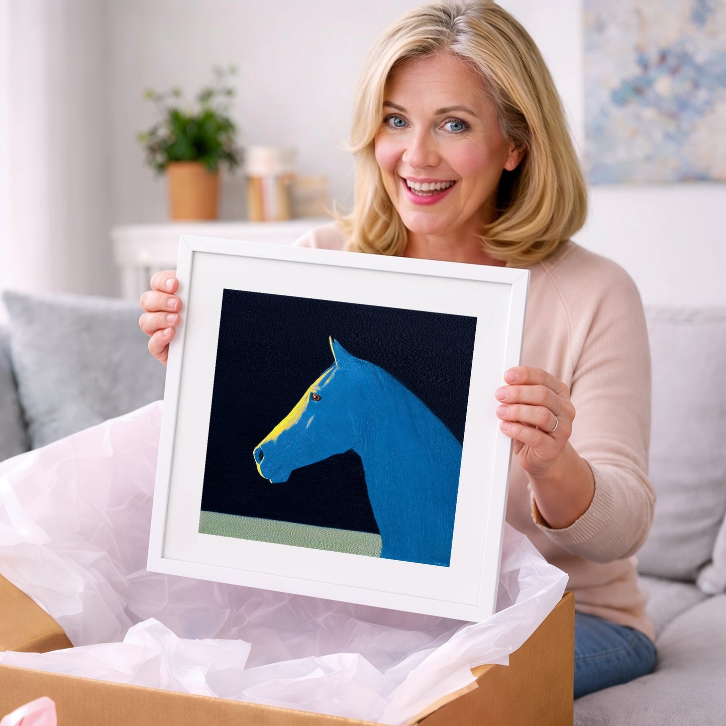 Striking Azure Profile - horse breed art gift idea for horse lovers
