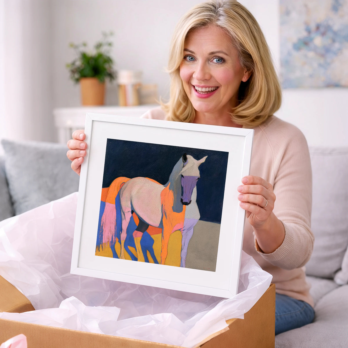 Colourful Abstract Grey Horse - horse breed art gift idea for horse lovers