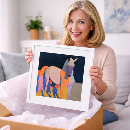 Colourful Abstract Grey Horse - horse breed art gift idea for horse lovers