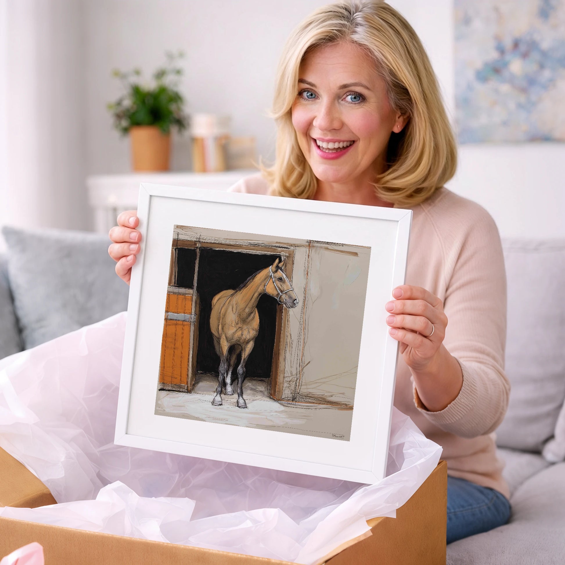Morning Watch - horse stable art gift idea for horse lovers