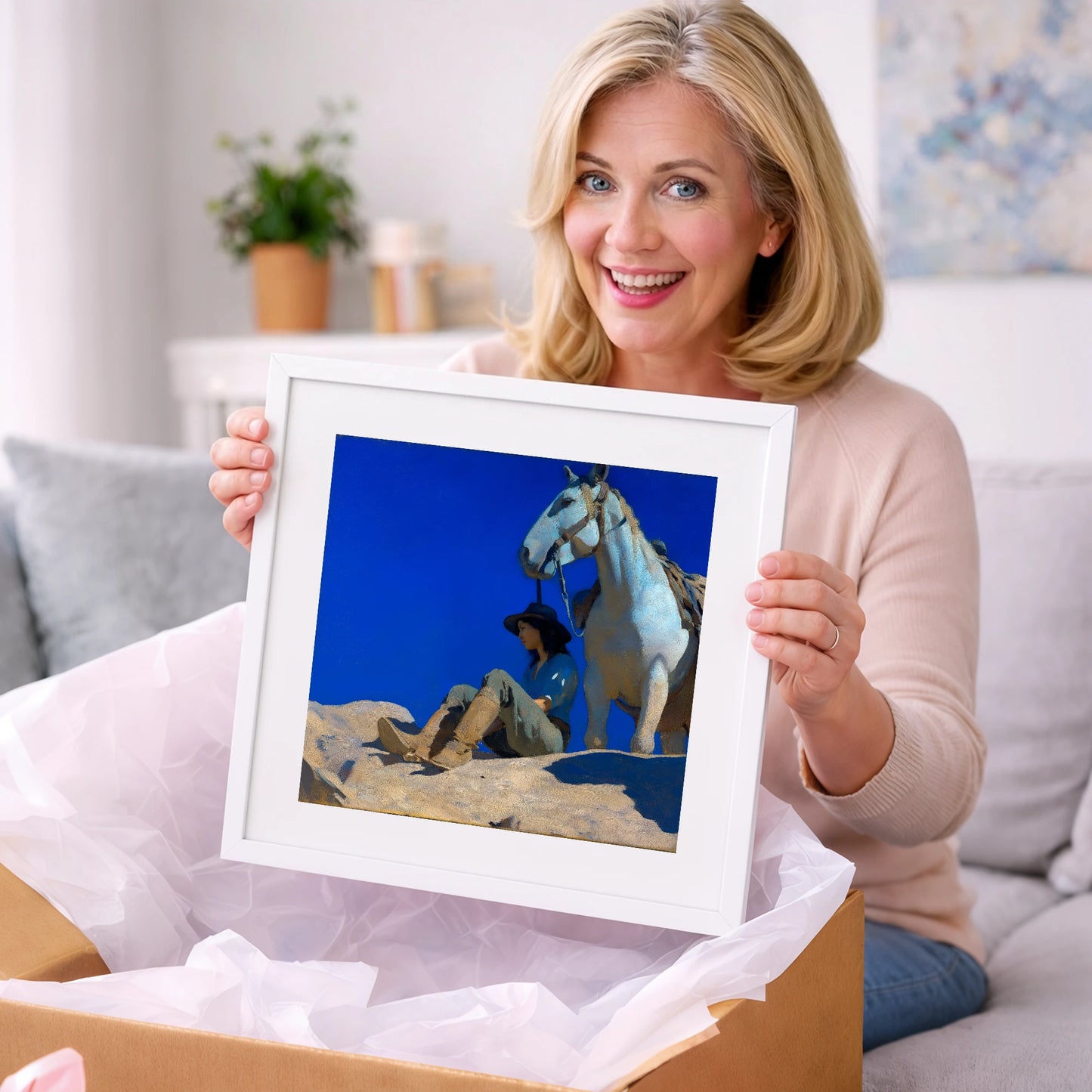 Beneath Azure Skies - horse & rider art gift idea for horse lovers