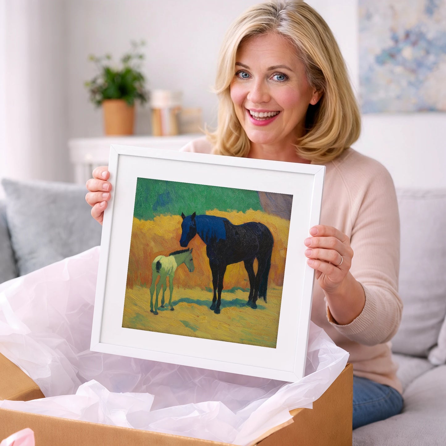 Radiant First Steps - mare & foal art gift idea for horse lovers