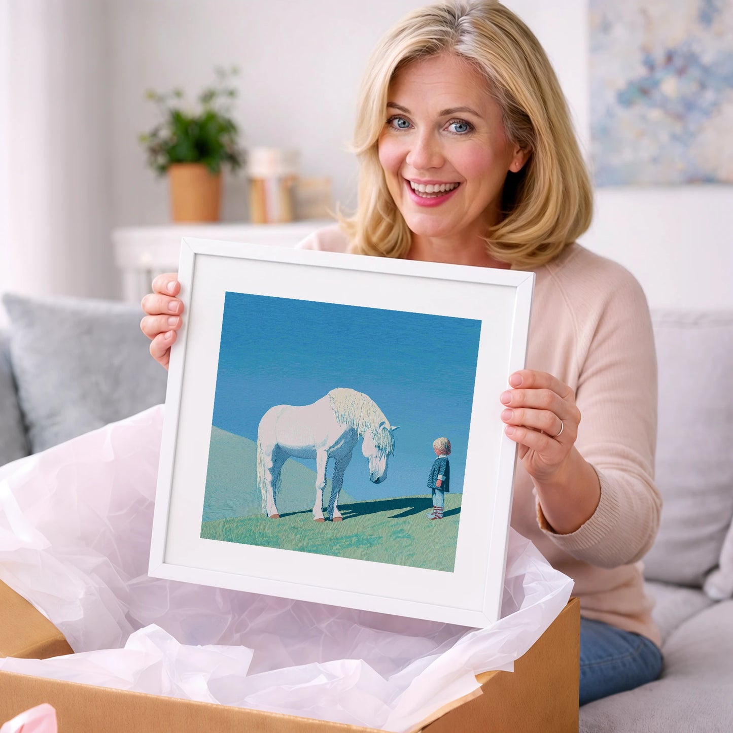 The Gentle Meeting - horse & rider art gift idea for horse lovers
