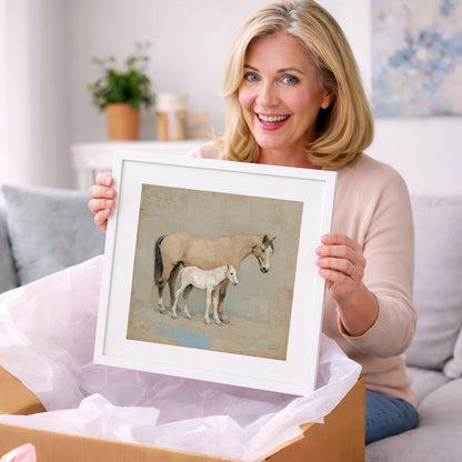 A Quiet Bond - mare & foal art gift idea for horse lovers