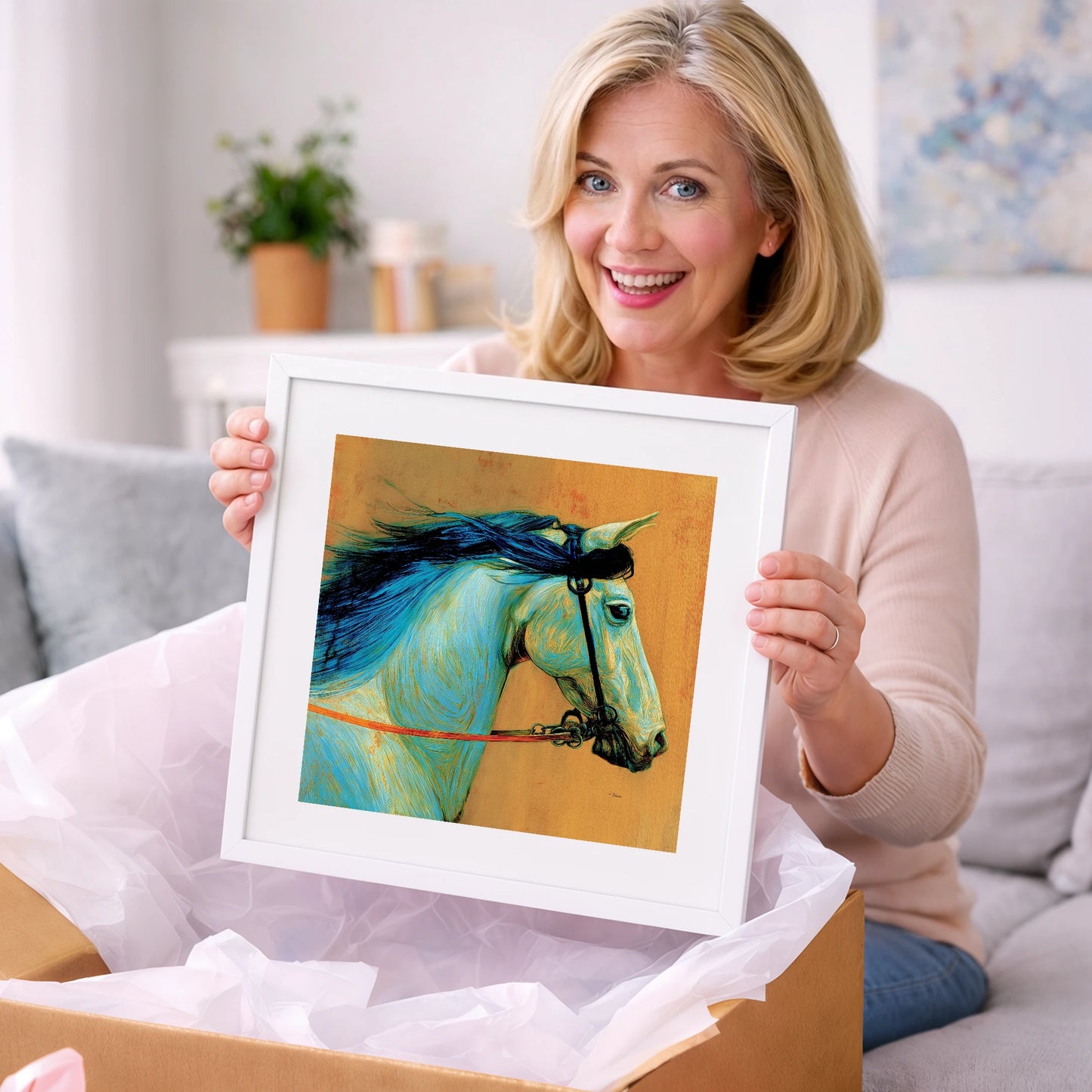 Cerulean Spirit - horse portrait art gift idea for horse lovers