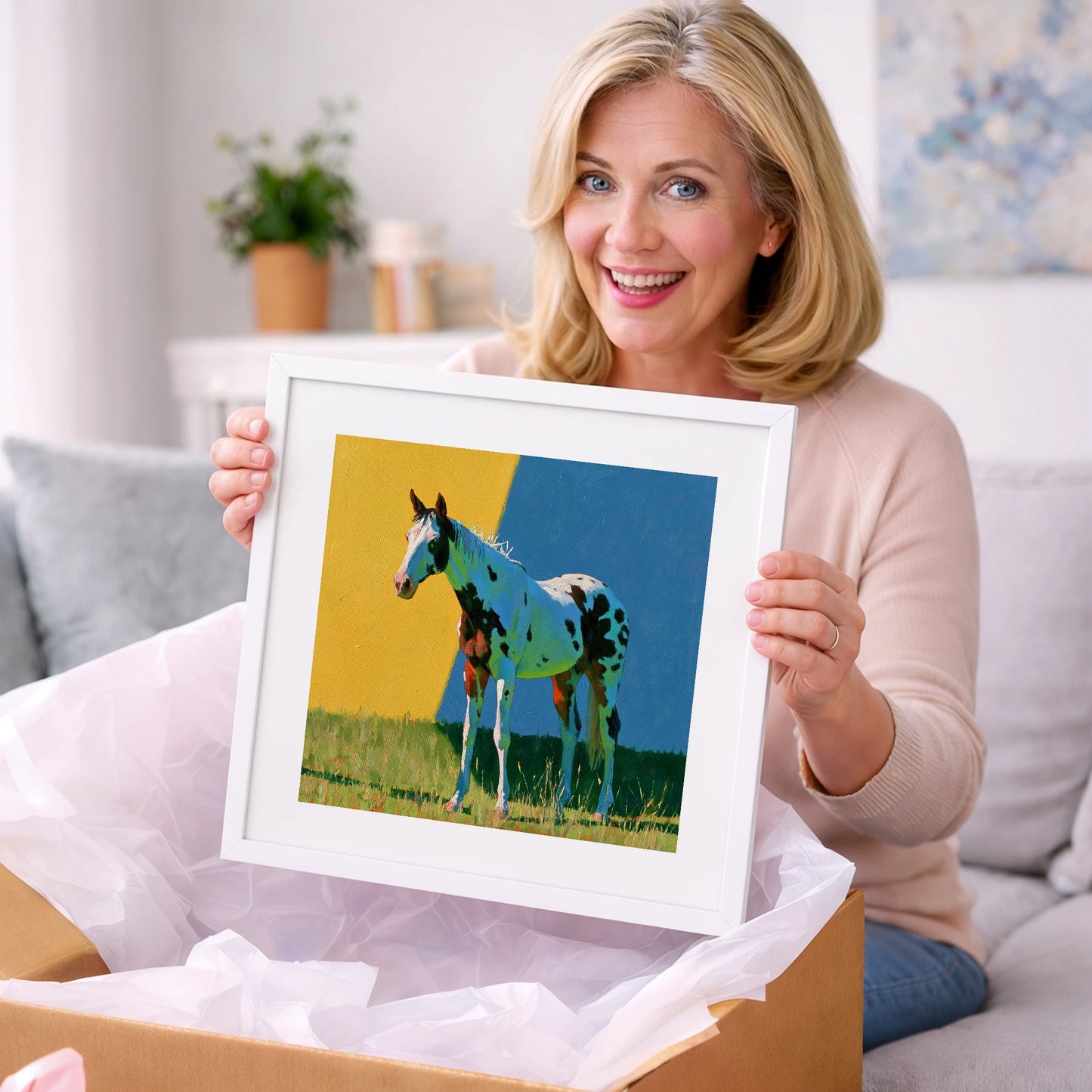 Spotted Horse in Vibrant Colours - horse breed art gift idea for horse lovers