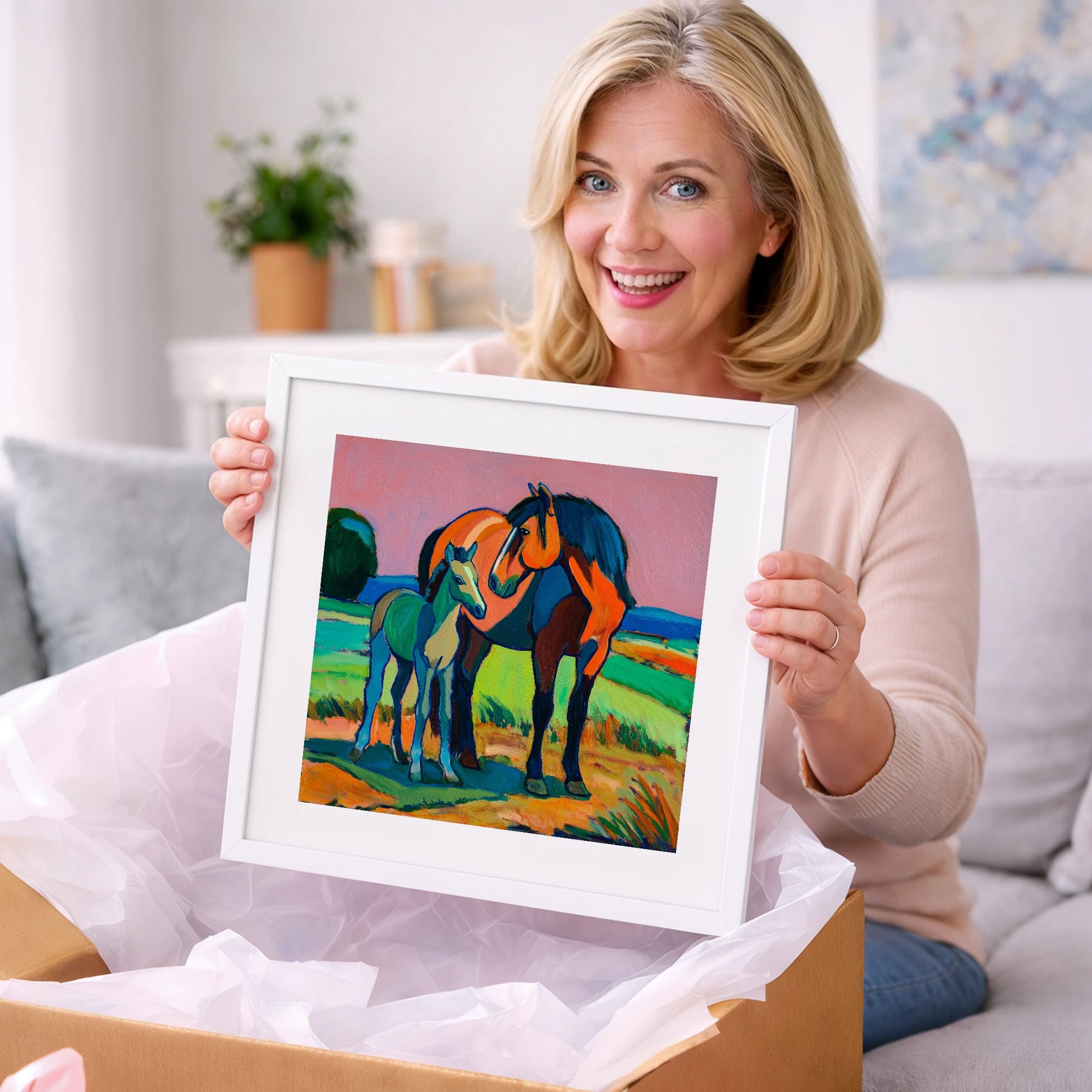 Vivid Bonds - mare & foal art gift idea for horse lovers