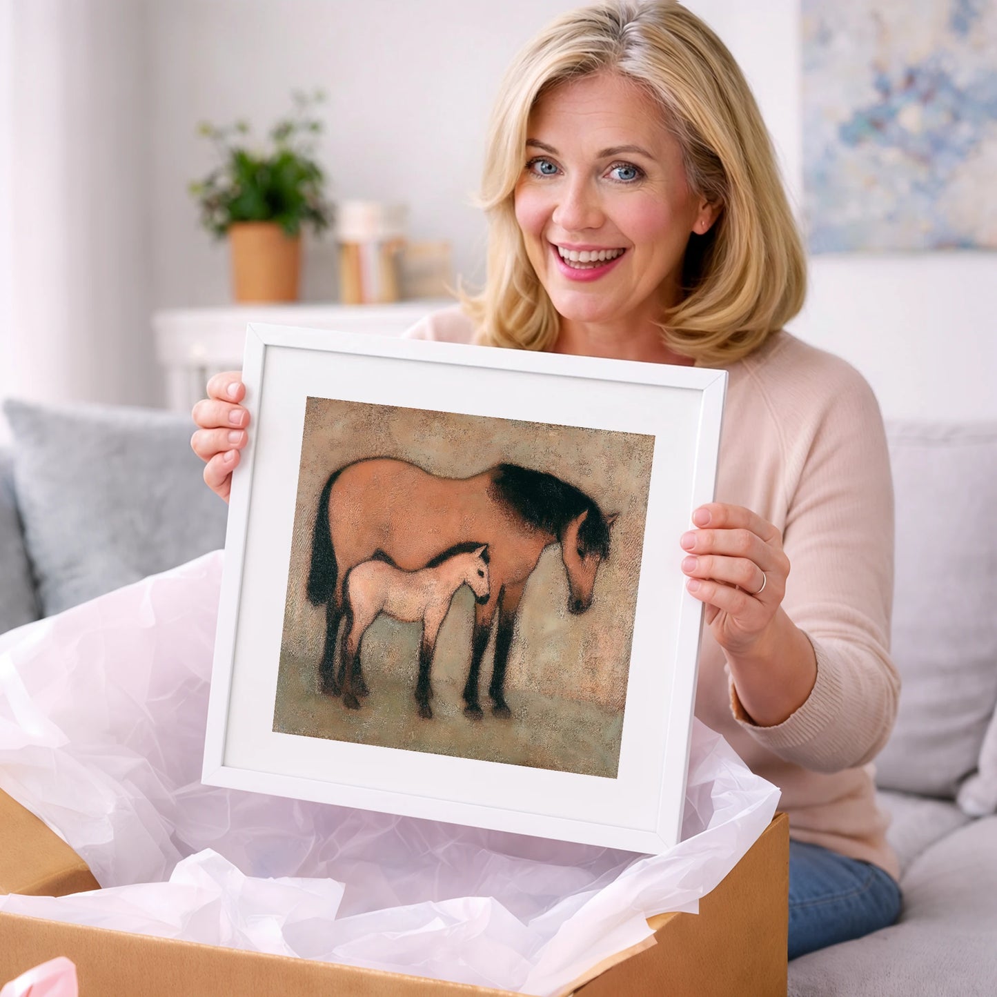 Earthen Bond - mare & foal art gift idea for horse lovers