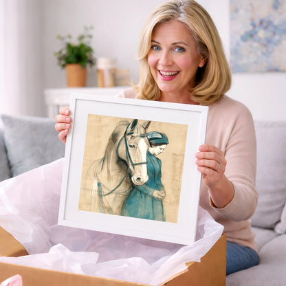 Silent Bond - horse & rider art gift idea for horse lovers