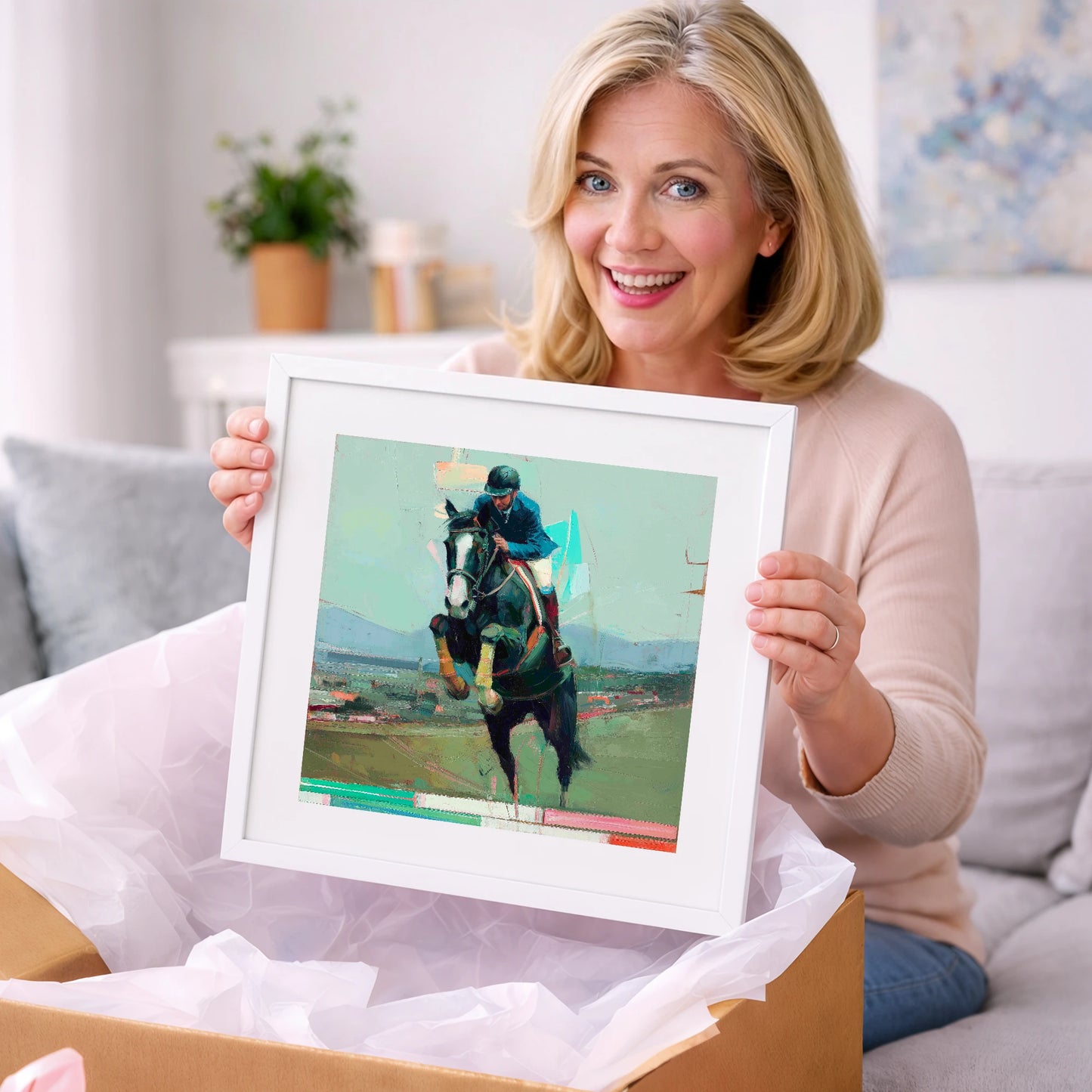 Bold Ascent - show jumping horse art gift idea for horse lovers