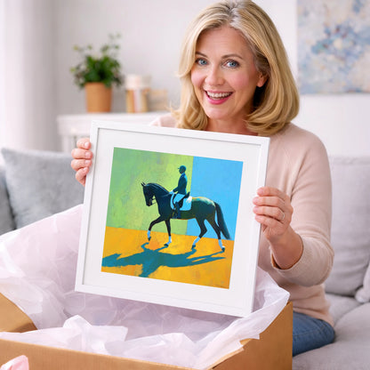 Precision in Sunlight - dressage horse art gift idea for horse lovers