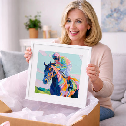 Technicolour Sprint - racing horse art gift idea for horse lovers