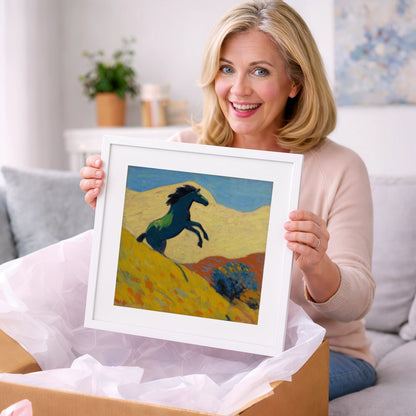 Rearing Indigo - wild horses art gift idea for horse lovers