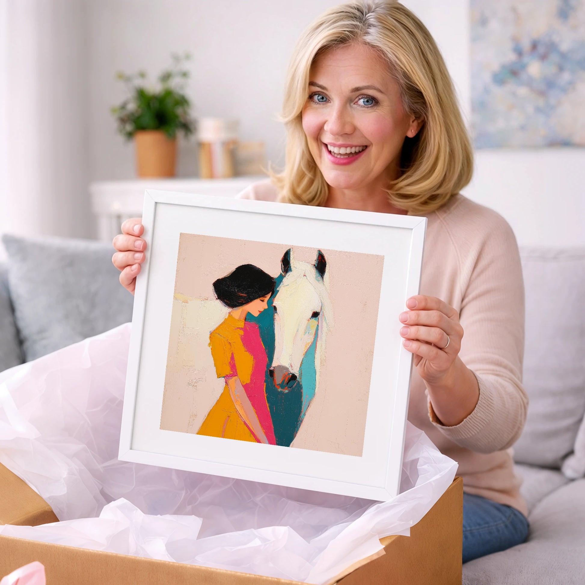 Vibrant Harmony - horse & rider art gift idea for horse lovers