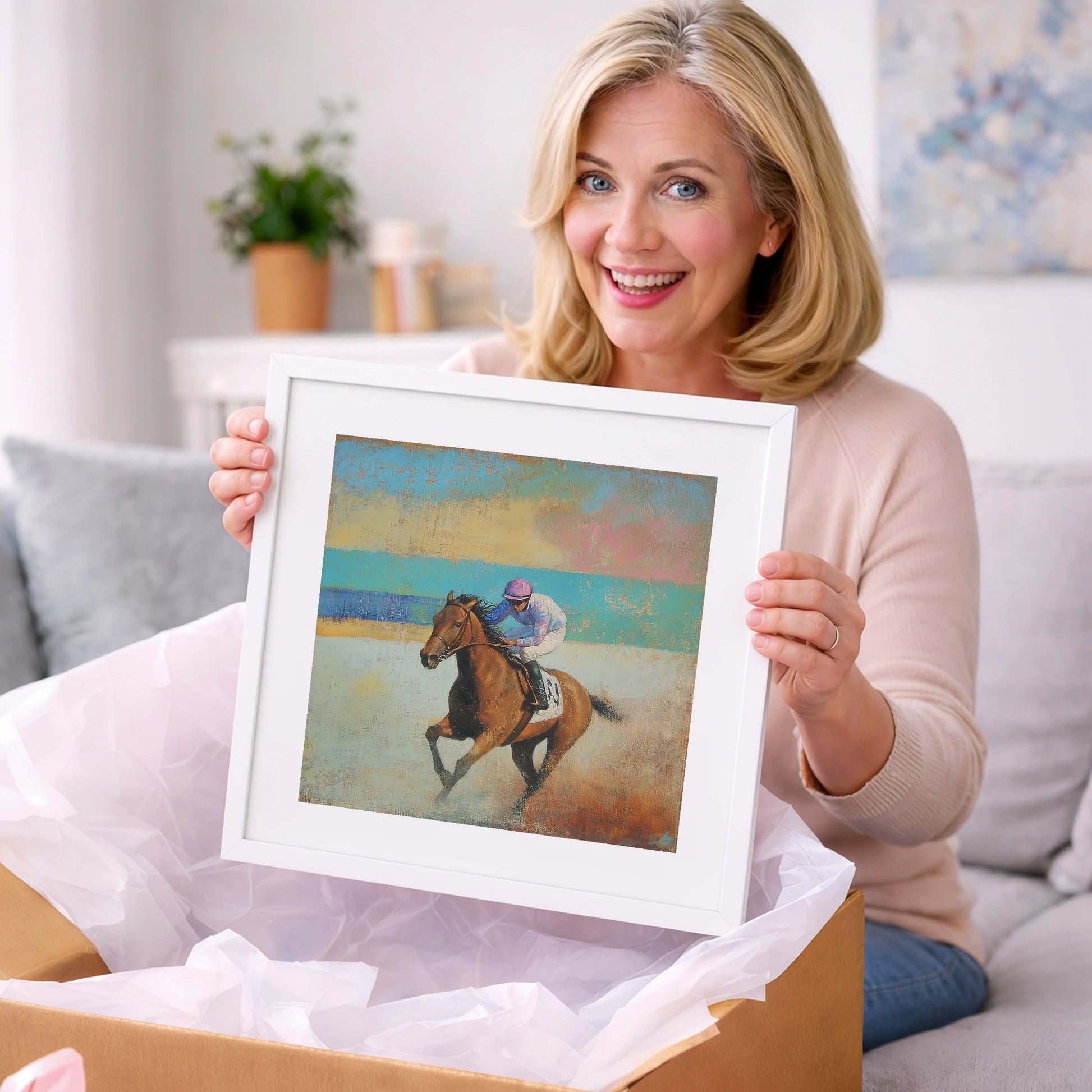 Thundering Towards Home - racing horse art gift idea for horse lovers