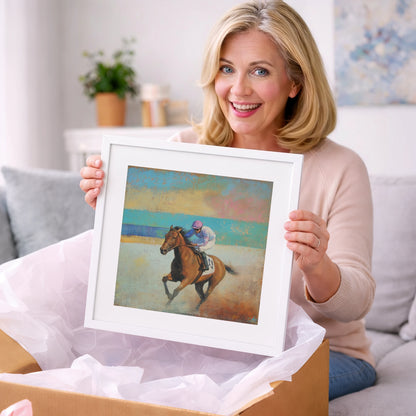 Thundering Towards Home - racing horse art gift idea for horse lovers