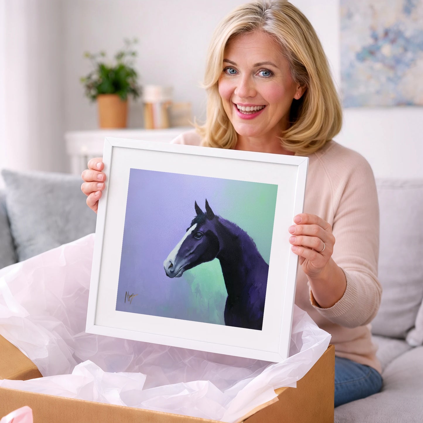 Amethyst Equine Profile - horse portrait art gift idea for horse lovers